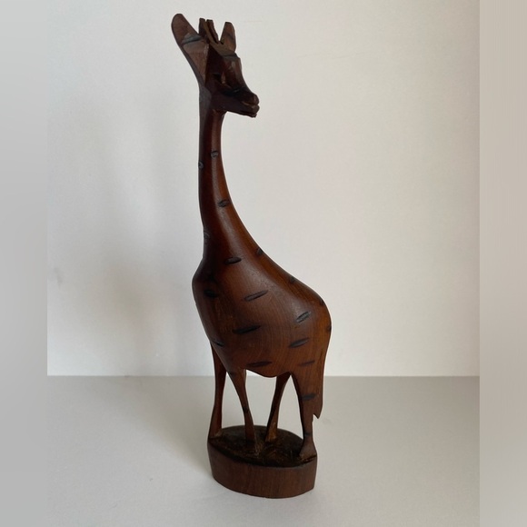 Hand‎ Carved Wooden Giraffe Figurine Statue Sculpture Home Decor Collector Kenya - Picture 1 of 9